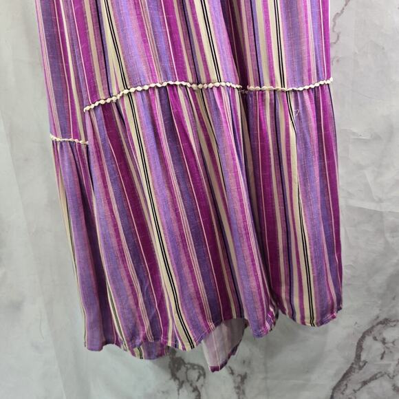 Anthropologie Dress Womens Small Purple Striped Maxi Boho Cover Up Tiered - Picture 12 of 15